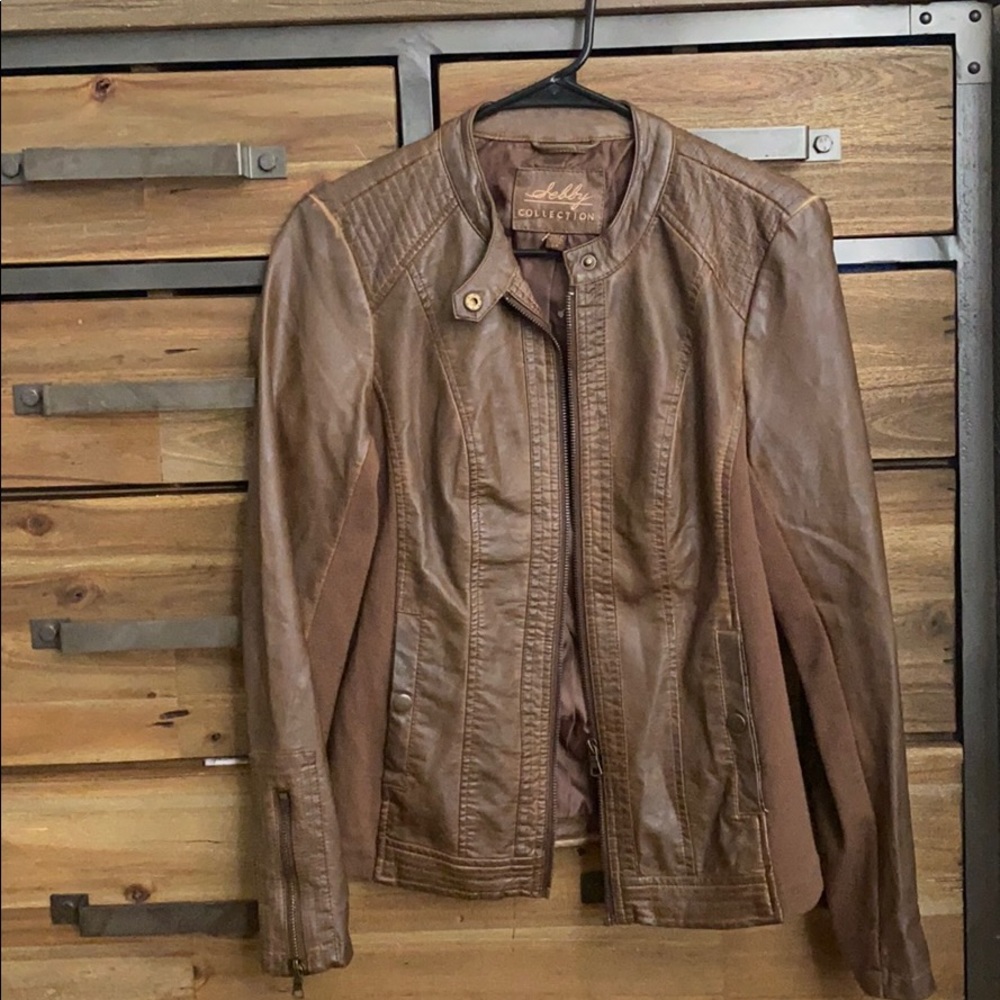 Brand new never work pleather brown jacket!